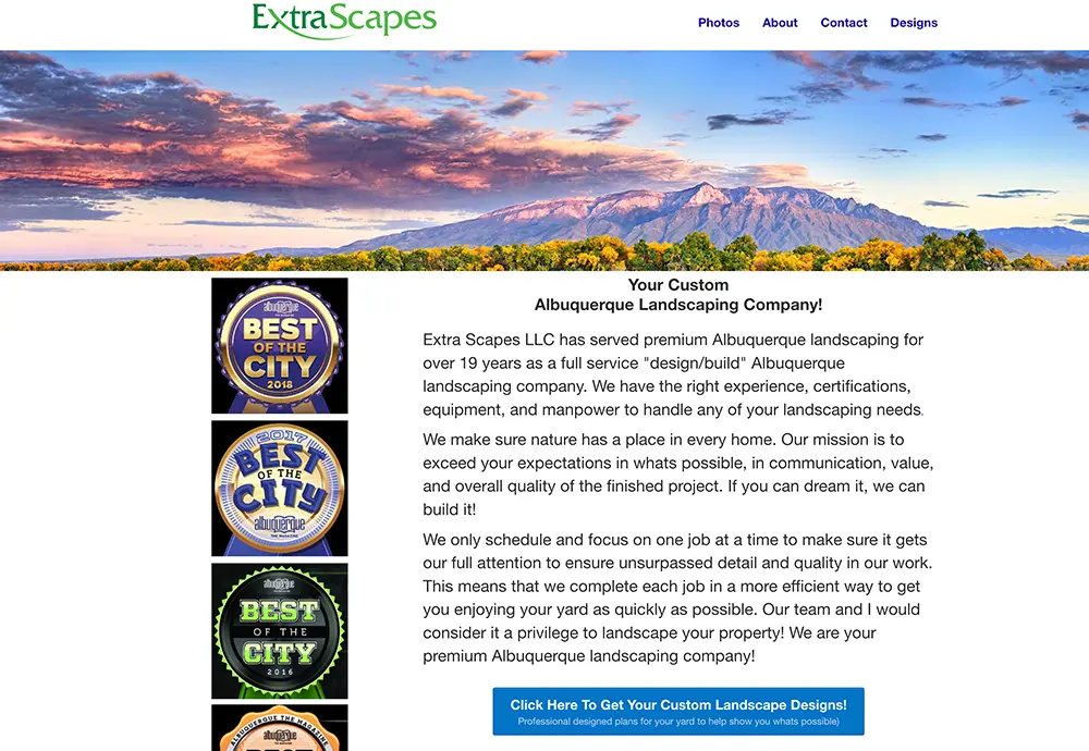 extrascapes-website-before-redesign