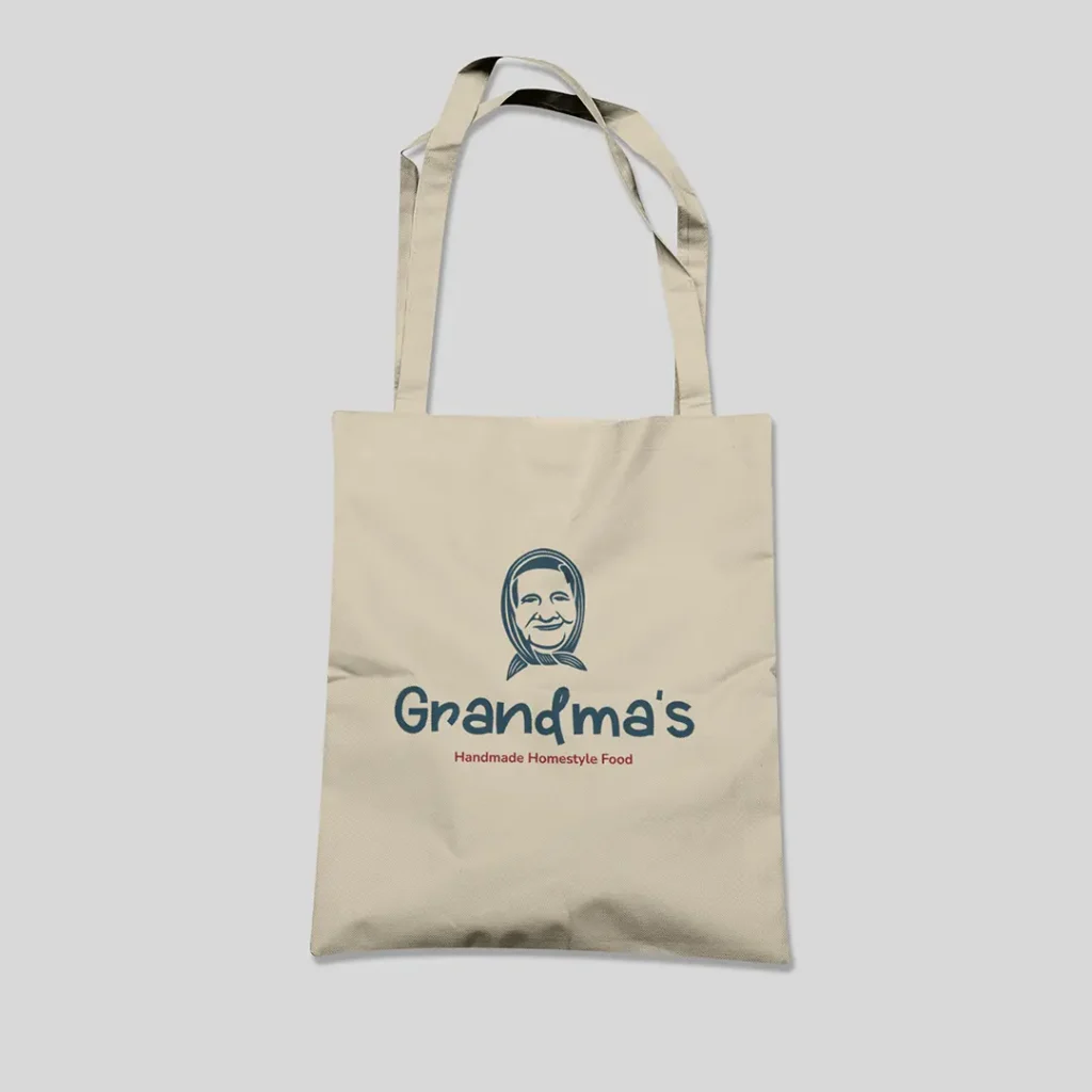 Grandmas homestyle food Logo design Bag mockup