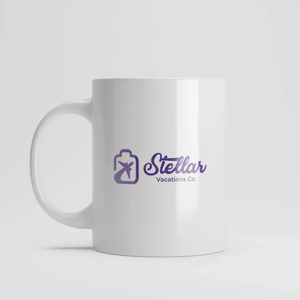 Stellar vacations co logo design Mug mockup
