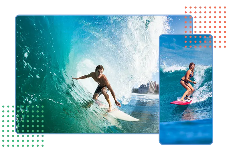 Surfers riding ocean waves, symbolizing how professional WordPress web design services help businesses navigate and ride the digital wave successfully.