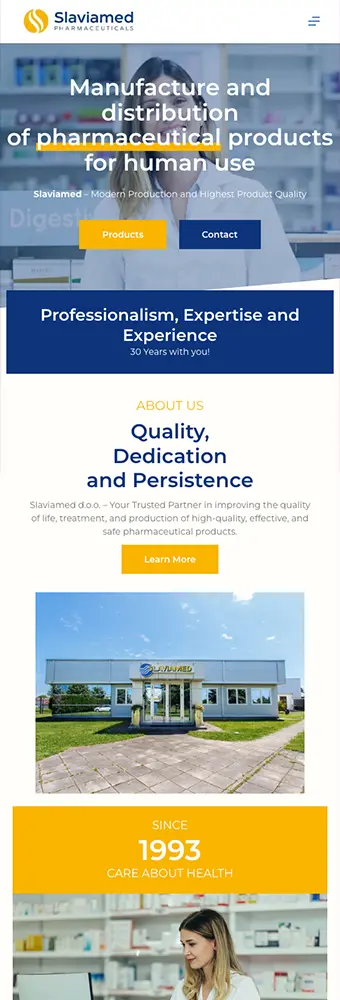Mobile screenshot of the Slaviamed website designed and developed by Strumark