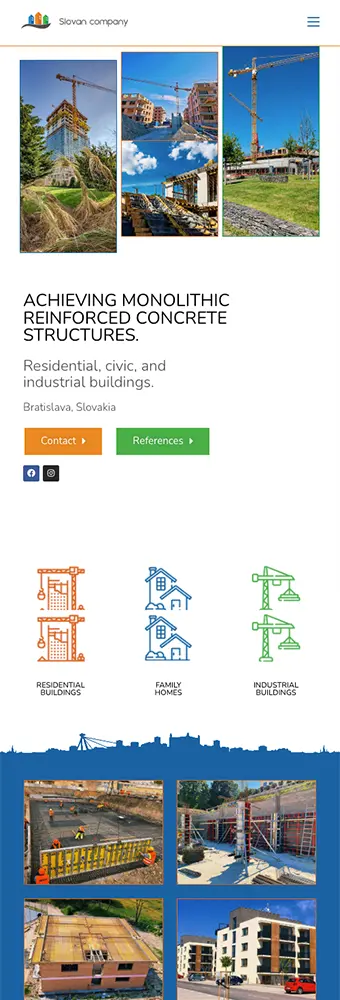 Mobile screenshot of the Slovan Company Slovakia website designed and developed by Strumark