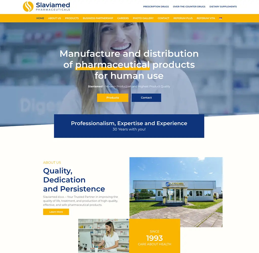 Screenshot of the Slaviamed website designed and developed by Strumark